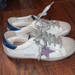 Golden Goose pink sequin star leather sneakers